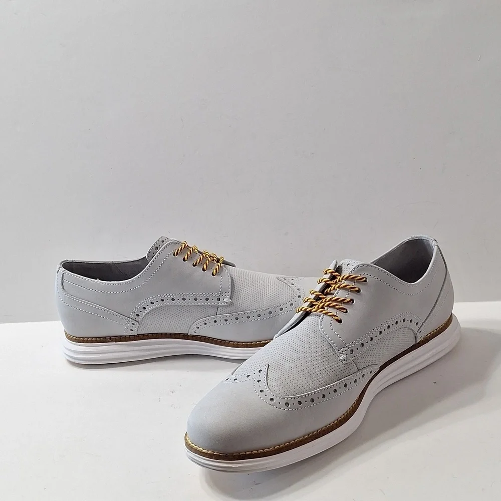 Cole Haan Men's Gray Lace Up Business Preppy Grand Wingtip Oxford Shoes Size 9M